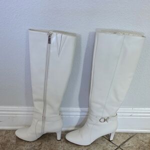 Bandolino Leather Knee High Boots | White | Size 7.5 M